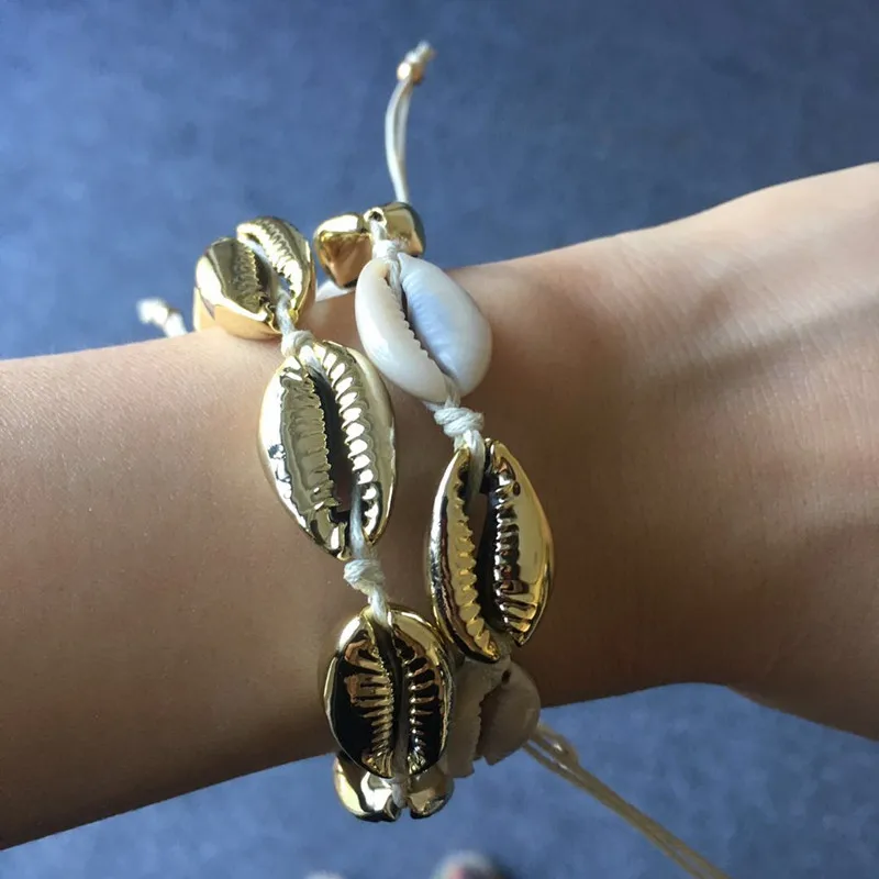 Браслеты Boho PUKA из коровьей ракушки для женщин плетеные вручную веревочные