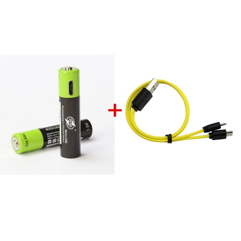 2pcs with usb cable ZNTER перезаряжаемый aaa-аккумулятор USB кабель 2 шт./4 шт. карты 400 мАч AAA 1,5 в линии USB зарядные батареи литий полимерный батарея - Цвет: 2pcs with usb cable