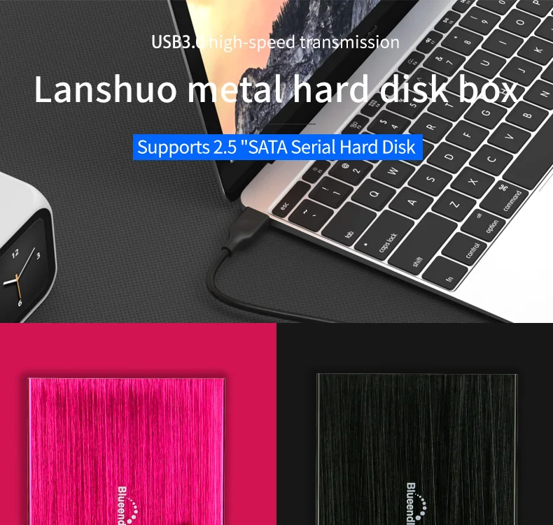 Алюминиевый корпус usb 3,0 для sata 2," Чехол для жесткого диска с высокой скоростью 5 Гбит/с для хранения внешних дисков для планшетов/ноутбуков/настольных компьютеров
