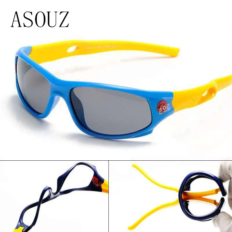

2019 newTR90 fashion boys and girls polarized sunglasses brand design UV400 square silicone kids glasses safety soft sunglasses