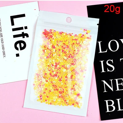 Red Yellow 20g Мульти Цвет в форме сердца в форме звезды луна Снежинка Форма, Сыпучие блёстки пайетками для лак для ногтей свадебные конфетти украшения 10 г, 20 г - Цвет: Red Yellow 20g
