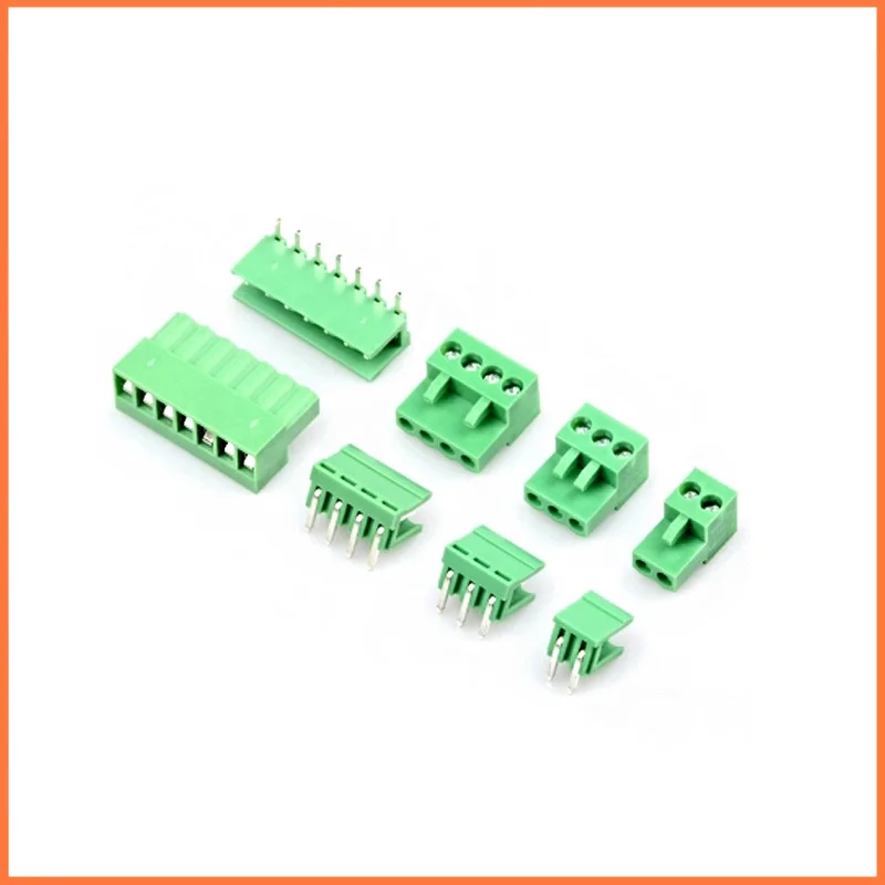 10pair/lot ht3.96 2/3/4/5/6/7/8/9/10 pin Bend angle Terminal plug type 3.96mm pitch connector pcb screw terminal block