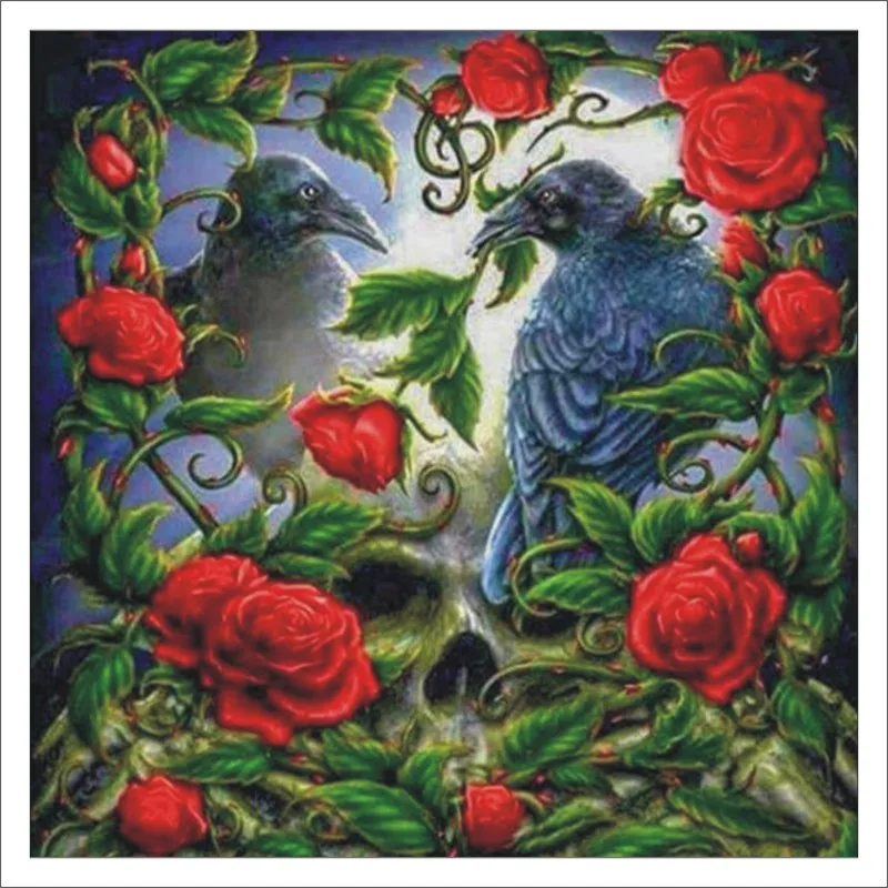 5D Ворон Бриллиантовая вышитая Роза Алмазная студийная декорация домашний декор