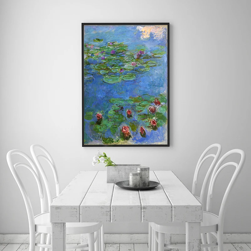 Картина на холсте Monet ВОДНЫЕ ЛИЛИИ Современное украшение постеры с цветочным