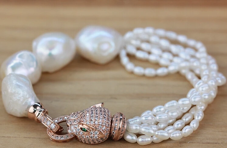 Новый браслет с пантерой преувеличенный натуральными маленькими бусинами