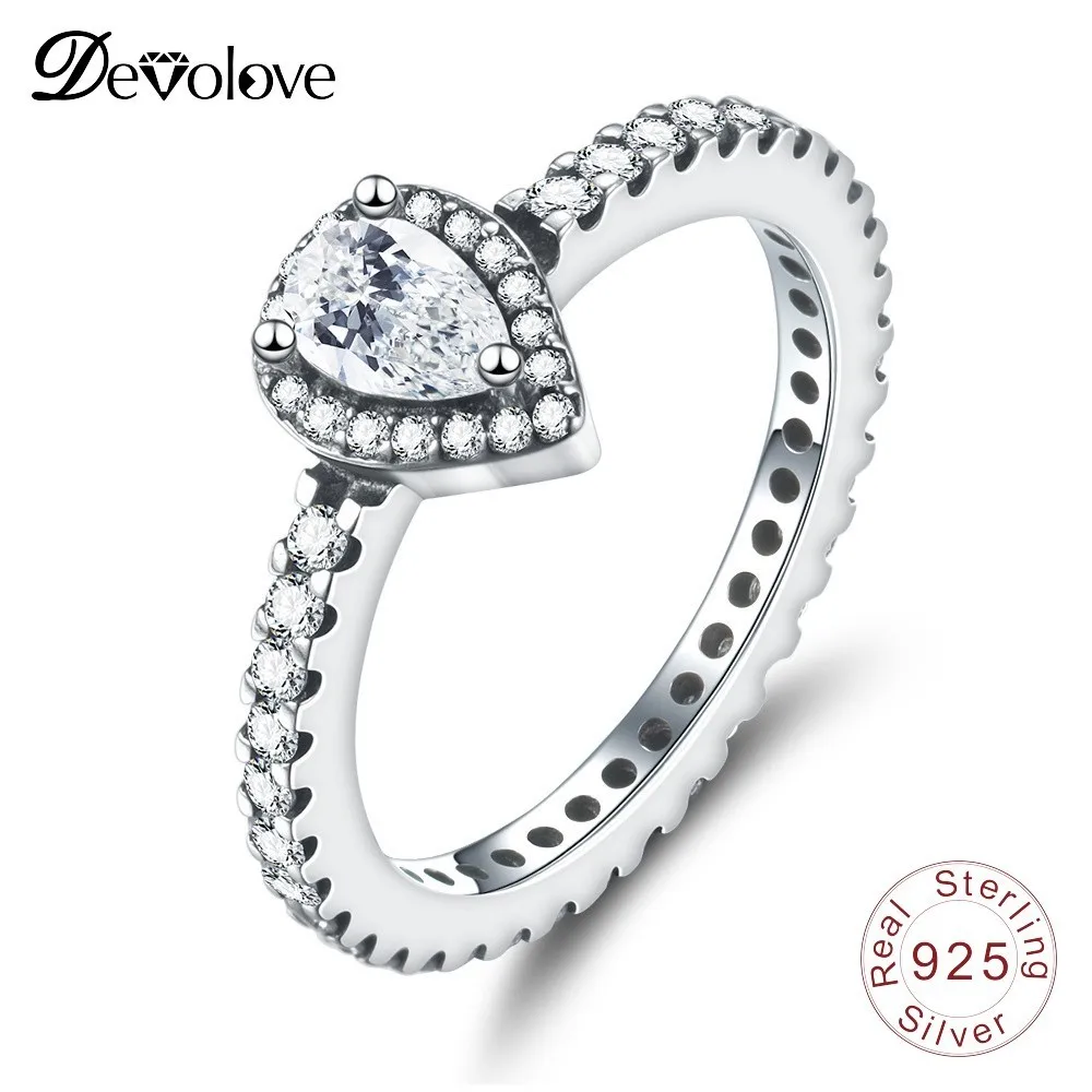 Devolove 925 пробы серебро Radiant Teardrop Для женщин Высокое качество для свадьбы и