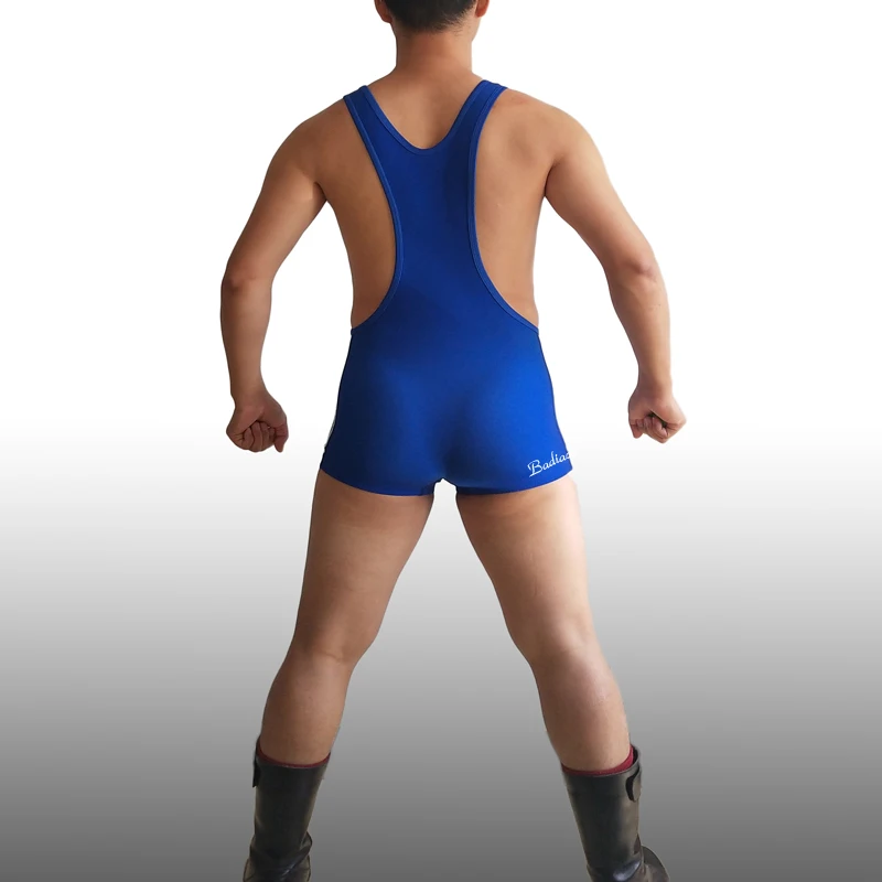 Badiace с низким вырезом бедра пользовательские мужские борцовки Singlet Профессиональный Тяжелая атлетика тренажерный зал наряд человек цельный купальник