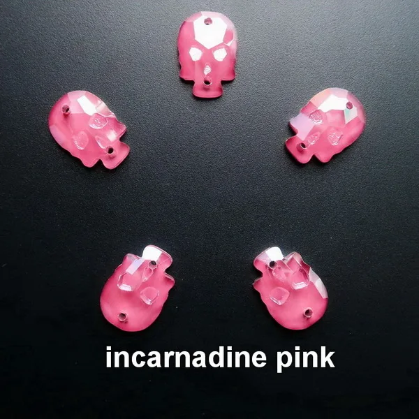 A25 Incarnadine pink Череп Форма желе карамельный цвет стекло кристалл 14 мм 18 мм 20 шт/п пришить стразы кристаллы бусины Одежда Обувь Сумки diy Обрезка - Цвет: A25 Incarnadine pink