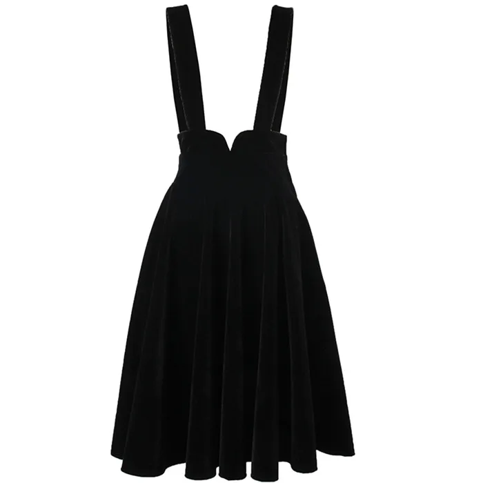 Женский винтажный бархатный комбинезон черная юбка на подтяжках в стиле 50 х