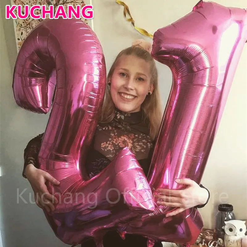 2 шт./лот 40 дюймов розовое золото серебро розовый синий номер 21 фольга гелиевые