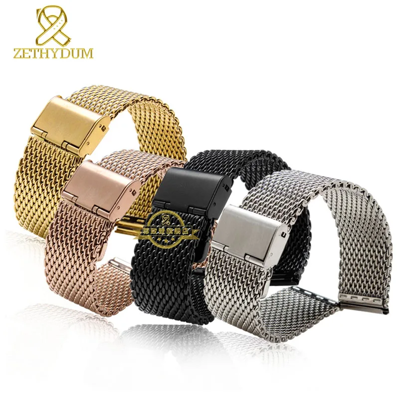 Браслет из нержавеющей стали толстый Миланский сетчатый ширина 18 мм 20 22 24