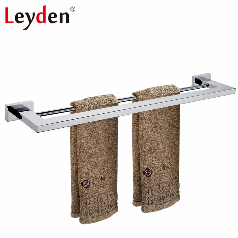 

Leyden Towel Bar Stainless Steel Double Towel Rail for Bathroom Wall Mounted Chrome Square Towel Holder Bathroom Accessories