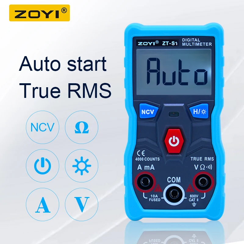 ZOYI ZT S1 True RMS multimetro LCD Цифровой мультиметр 4000 отсчетов подсветка авто диапазон с NCV