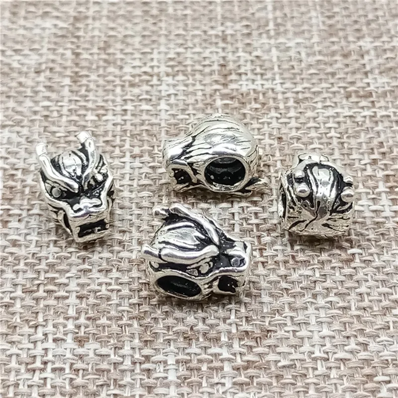 Бусины в виде головы дракона из стерлингового серебра 925 пробы с большим