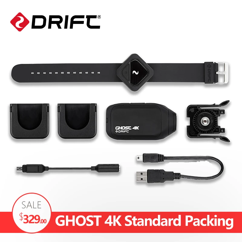 Standard kit Drift Ghost 4K Спортивная экшн-камера для мотоцикла, велосипеда, крепления на шлем, камера с Wi-Fi сенсорным ЖК-экраном, Bluetooth, дистанционное управление - Цвет: Standard kit