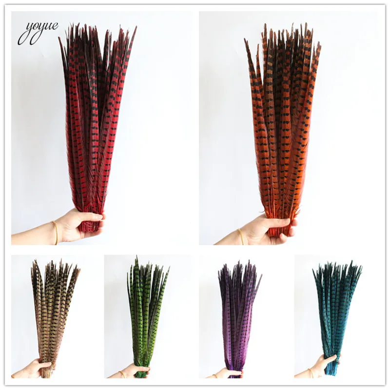 Venta al por mayor 100 Uds cola fais&aacute;n natural plumas 20-22 pulgadas 50-55CM de alta calidad de la joyer&iacute;a de DIY decoraciones de la boda pluma de fais&aacute;n-0