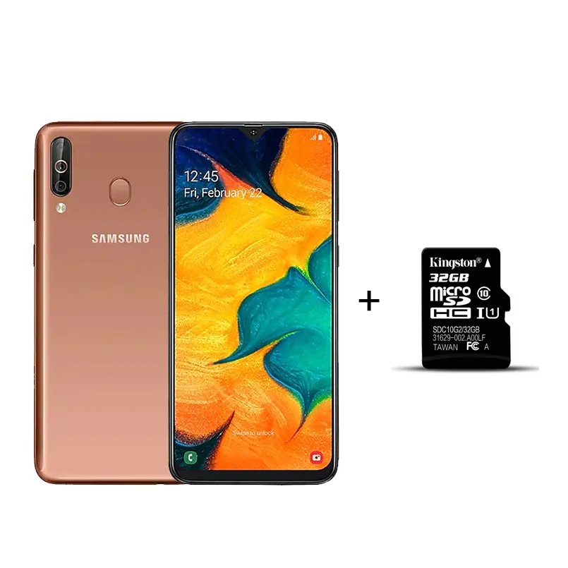 With 32G TF Samsung Galaxy A40S 6,4 дюймов HD+ 4G LTE мобильный телефон Android 6 ГБ ОЗУ 64 Гб ПЗУ 5000 мАч 123 ° ультра широкая камера смартфон - Цвет: With 32G TF