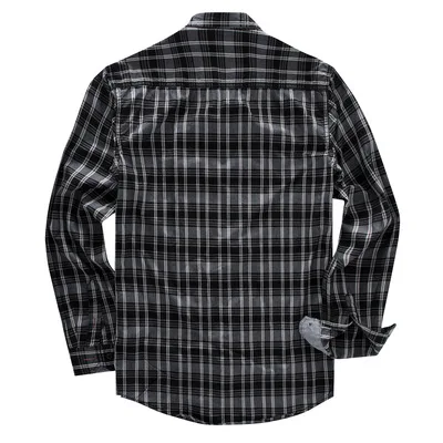 Large Size Male Pure Cotton Long-Sleeved Casual Plaid Shirts Camisa Masculina Black Blue Mens Blouses Tops Fredd Marshall K790 | Мужская