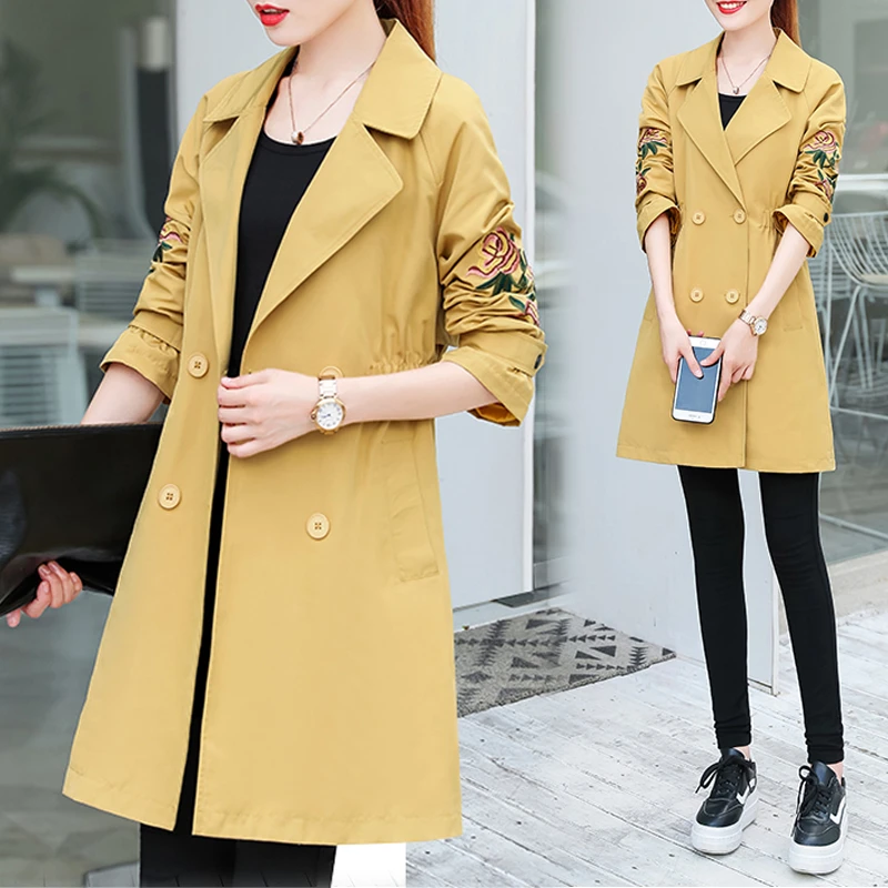 Женский Длинный Тренч большого размера весна 2019 новая корейская мода длинный