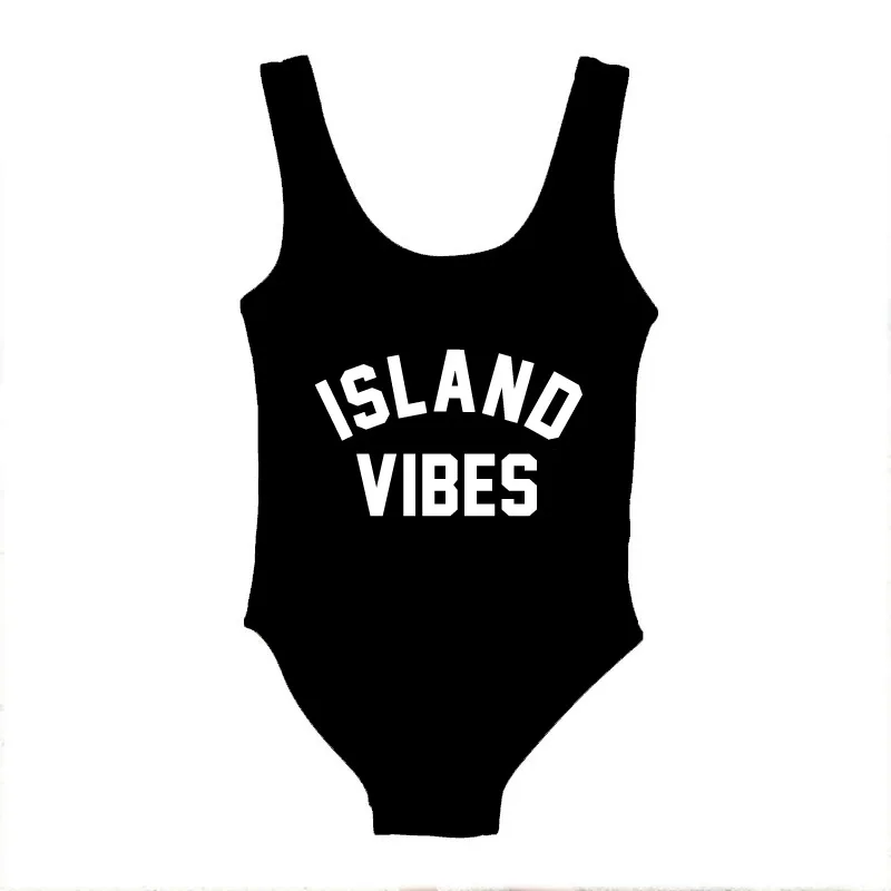 Одинаковые Семейные купальники ISLAND VIBES для мамы и ребенка цельный бикини одежда