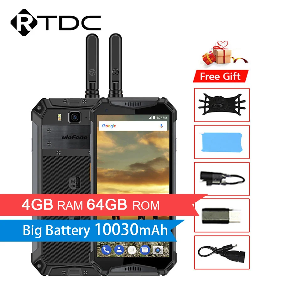 Ulefone power 3T Android 8 1 IP68 Водонепроницаемый 5 7 &quothelio P23 Octa Core 4 Гб + 64 21MP 10030 мАч OTG NFC иди и