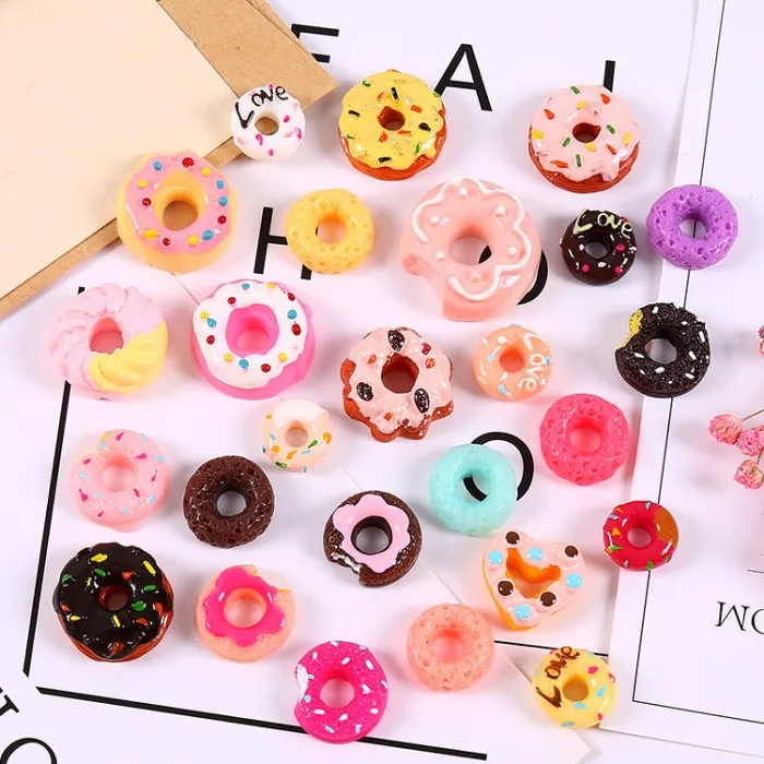 Donut 100 Pieces 100 шт слизи Амулеты с конфетами сахарный шоколадный торт смолы плоские с оборота бусины для слаймов для украшения скрапбукинга поделки своими руками - Цвет: Donut 100 Pieces
