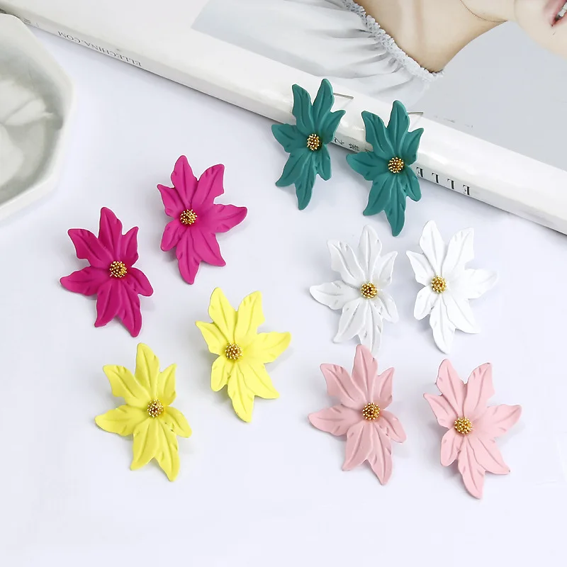 2019 New Arrival Cute Plant Resin Women Hyperbole Stud Earrings Small Fresh With Color Flowers Fashion Jewelry | Украшения и