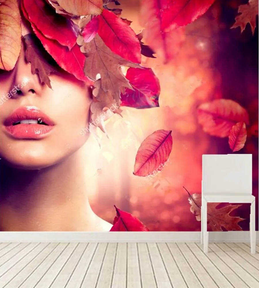 

Custom 3d murals, Autumn girl fashion art painting wallpaper,hotel coffee shop living room sofa TV wall bedroom papel de parede