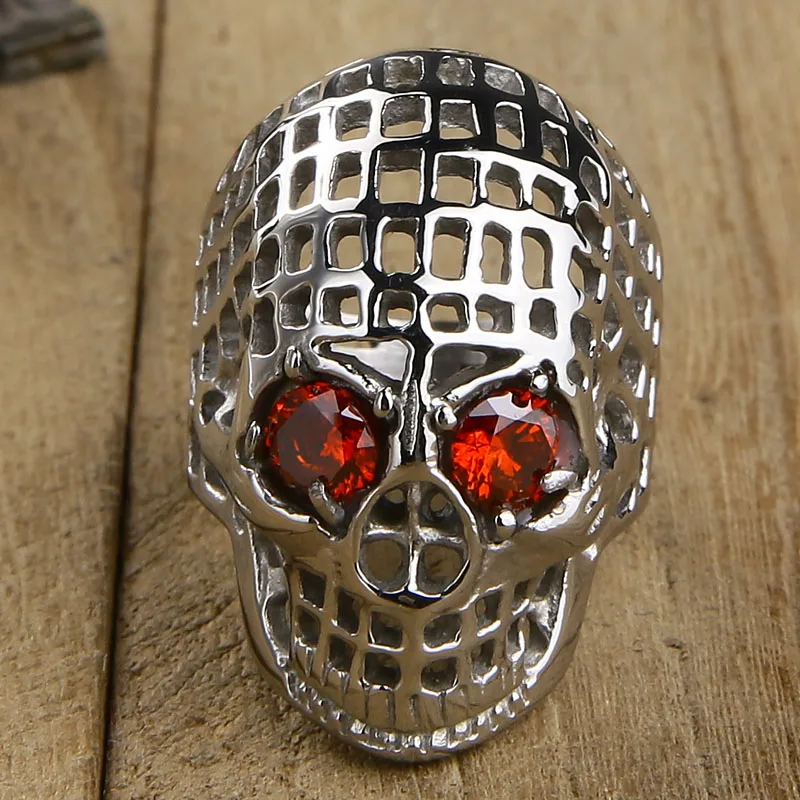 Valily мужское серебряное кольцо с красным глазом большое полое байкерское для