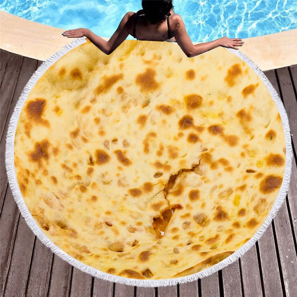Пляжные полотенца с круглым рисунком блинов комфортные пищевые творения Burrito