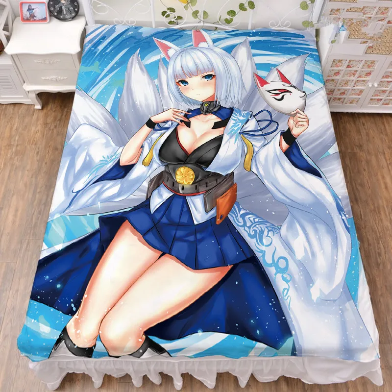 Постельное белье из молочного волокна и фланелевое одеяло 150 Х200 см с аниме Ажур