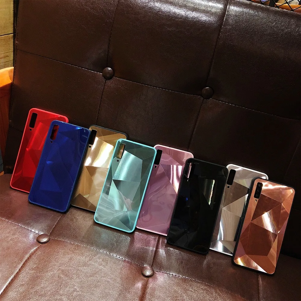Luxury Diamond Texture case For Samsung A9 A750 2018 A5 2017 Cover Thin Mirror Pattern Galaxy A6 A8 Plus Phone Case S7 S8 S9 |