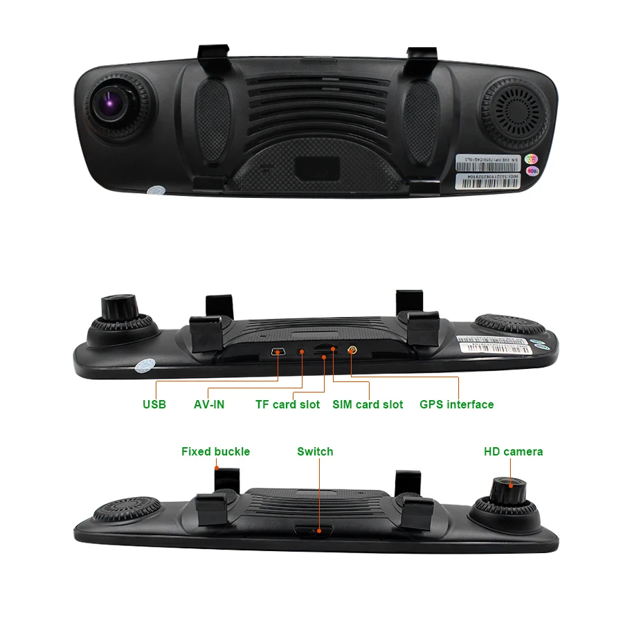 Зеркало-видеорегистратор 7 дюймов 4G GPS Bluetooth двойной объектив камера заднего вида