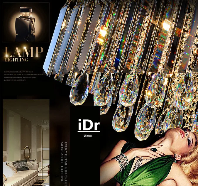 Прямоугольные хрустальные светильники для гостиной светодиодный светильник