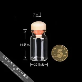 

10 шт./лот 22x40x12,5 мм 7 мл пустые стеклянные бутылки деревянная крышка с силиконовым уплотнением прозрачные стеклянные банки желая подвески в ф...