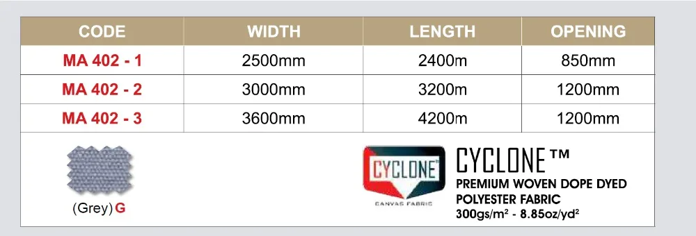 Навес для лодки серый Циклон 220 г/Polyester полиэстер холст УФ-стойкая ткань MA 402