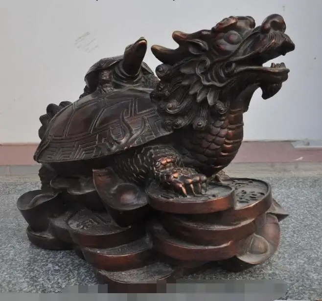Песня voge gem S6459 Китайский Фэншуй Бронзовый Богатство YuanBao Деньги Дракон черепаха