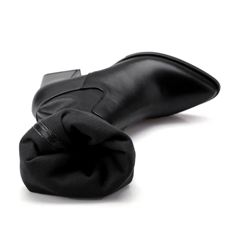 

MORAZORA Big size 34-43 high heels shoes genuine leather boots + PU fashion shoes over the knee boots stretch women shoes