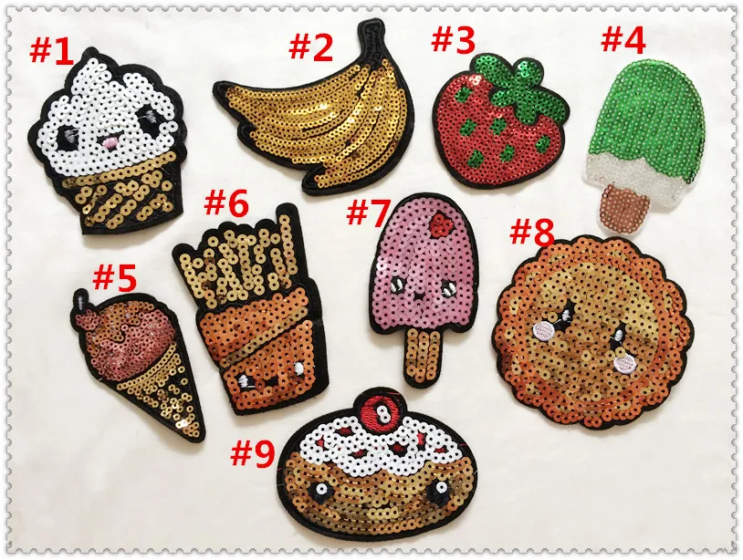 Аксессуары для модной одежды сделай сам расшитые блестками патчи торта банана
