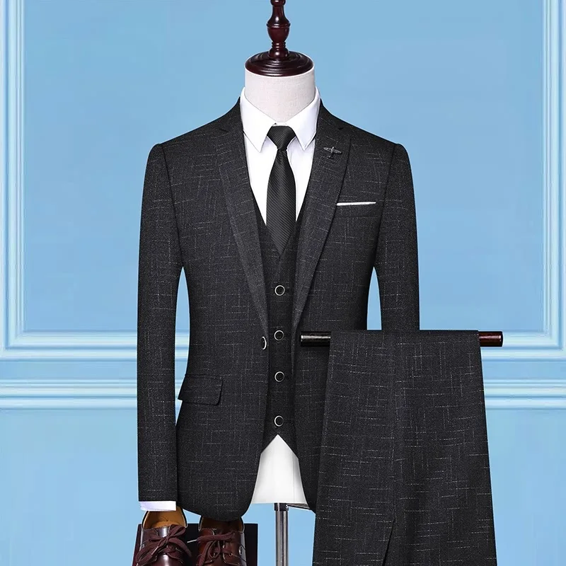 

Men's suit spring and autumn new slim men's suit three-piece suit (jacket + pants + vest) men's business banquet dress