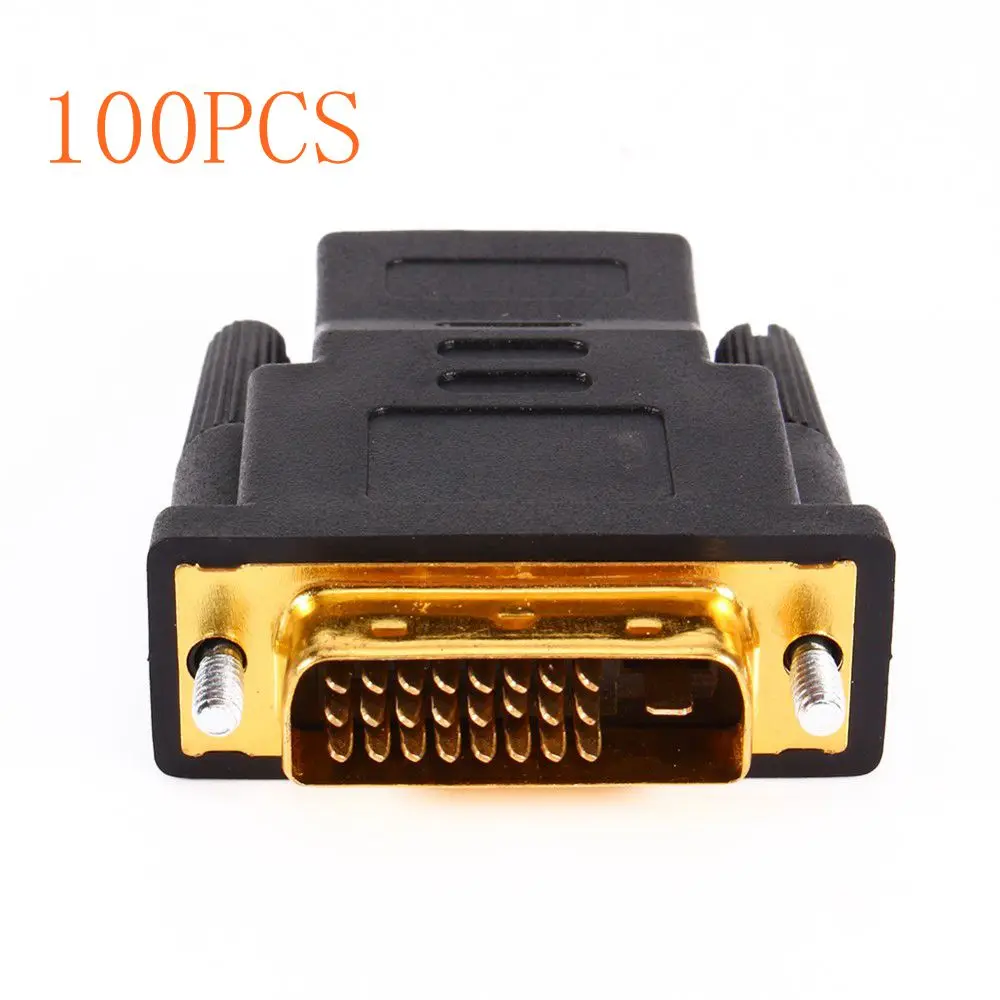 100 шт. кабель подключения позолоченный DVI 24 + 1 5 к HDMI адаптер Кабельный штекер