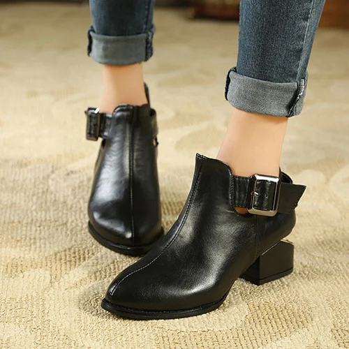 European and American Women vintage Pointed toe Hoof Heel Ankle Boots | Обувь