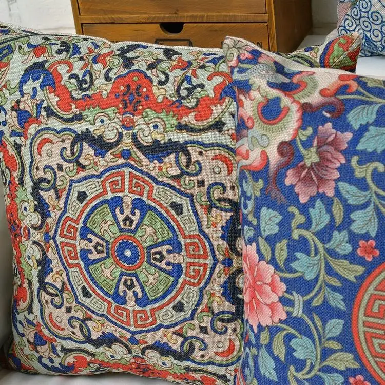 Винтажная Подушка с изображением национального ветра и благоприятных узоров