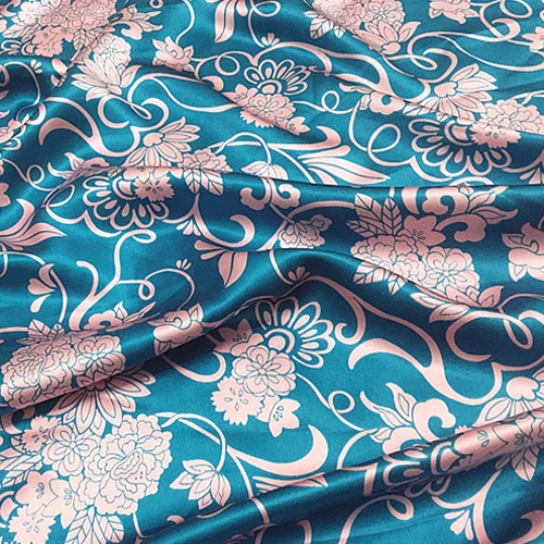 Атласная Ткань 100% чистый шелк винтажный цветочный дизайн шелковая ткань Шармез