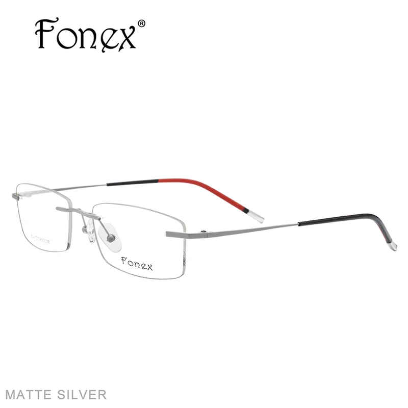 FONEX B титановые очки без оправы, мужские очки по рецепту, оправа для женщин, ультралегкие очки для близорукости, оптические очки без оправы, корейские очки 9608 - Цвет оправы: matte silver
