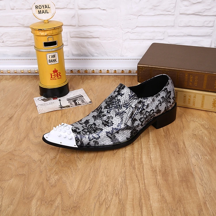 Мужские классические оксфорды из натуральной кожи серые с железной головкой и