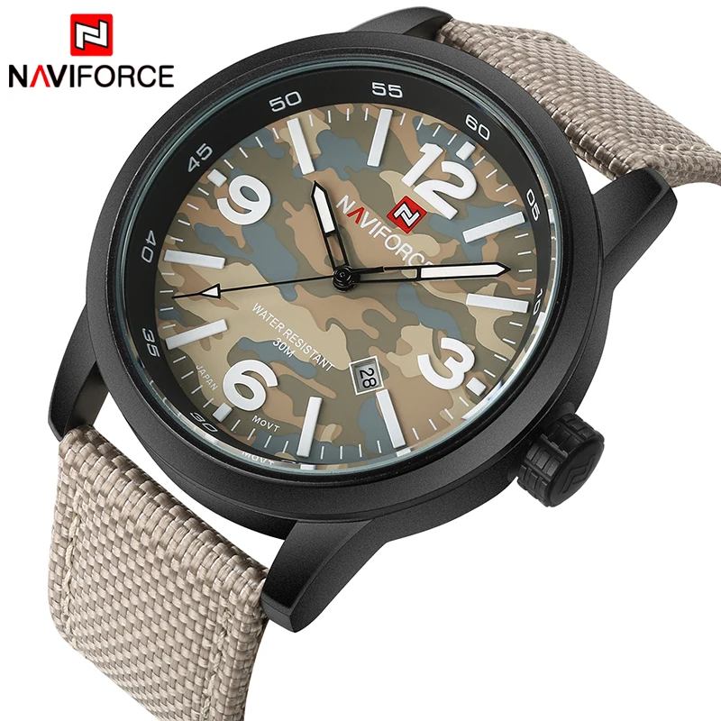 Новинка 2017 года NAVIFORCE Мужские кварцевые спортивные военные часы мужские