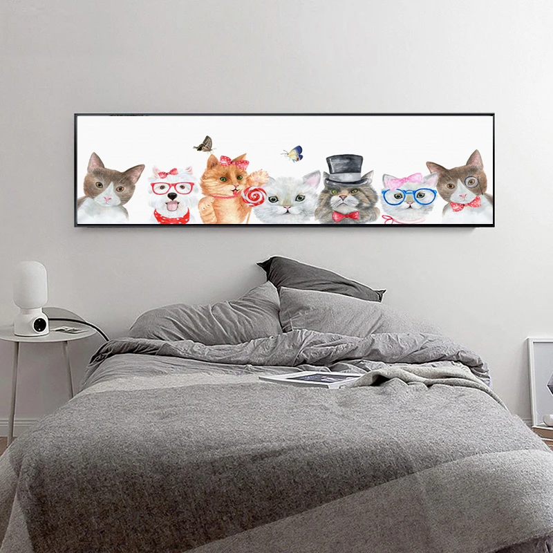 Modern Abstract Anmals Posters and Prints on Canvas Wall Art Oil Painting Cute Cats Decorative for Kids Room Home Decor | Дом и сад