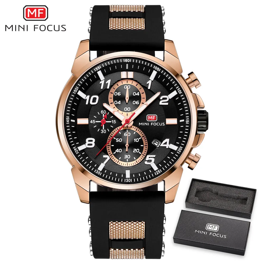 BOX BLACK RG Мини фокус военные часы синий водонепроницаемый хронограф кварцевые мужские спортивные часы с резиновым ремешком наручные мужские s лучший бренд класса люкс - Цвет: BOX BLACK RG