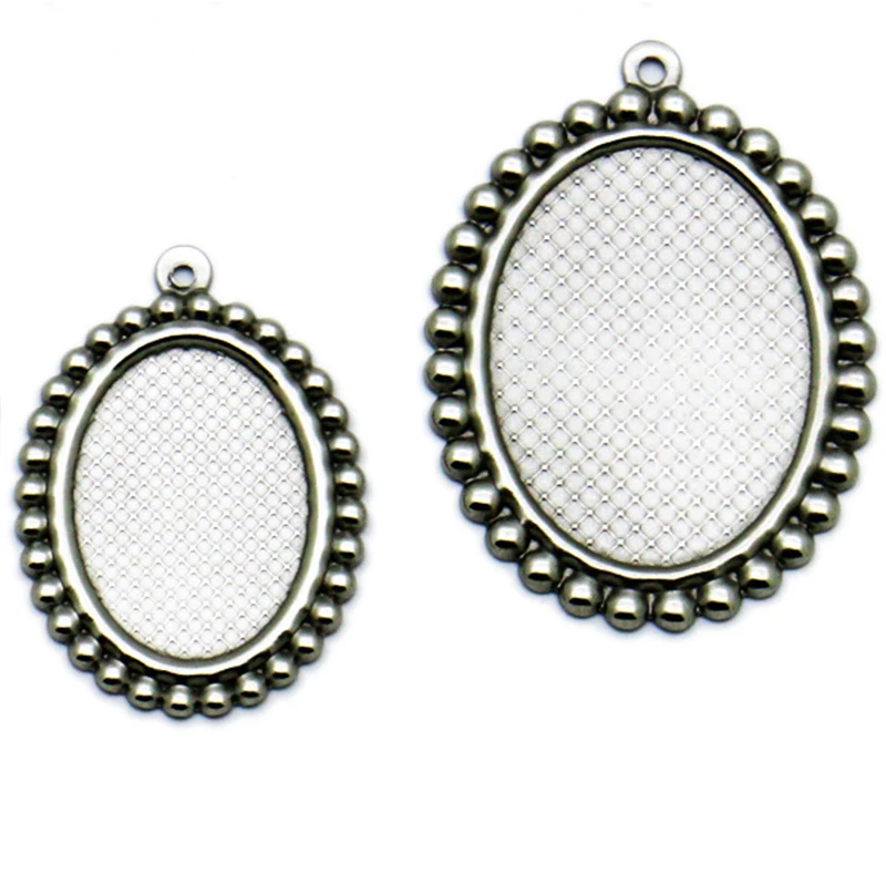 

10Pcs/Lot 13*18/18*25mm Stainless Steel Oval Pendant Cabochon Cameo Blank Base Bases Setting Jewelry Accessories Bezel Trays
